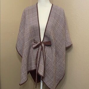 Cabi Plaid Tie-Front Sweater Wrap